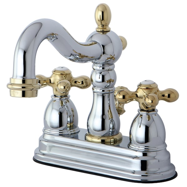 Heritage, 4" Centerset Bathroom Faucet, Chrome/Polished Brass